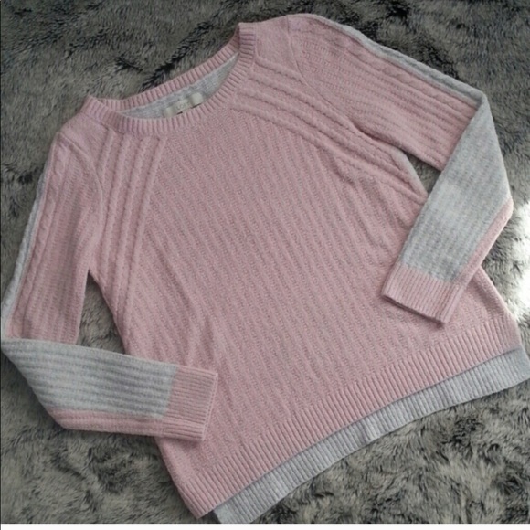 Loft Color block Pink Gray Sweater - Picture 4 of 8